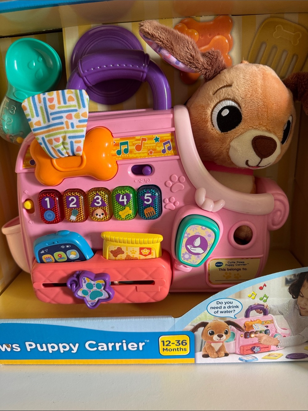 Interactive Pink Puppy Carrier Plush Toy with Sounds